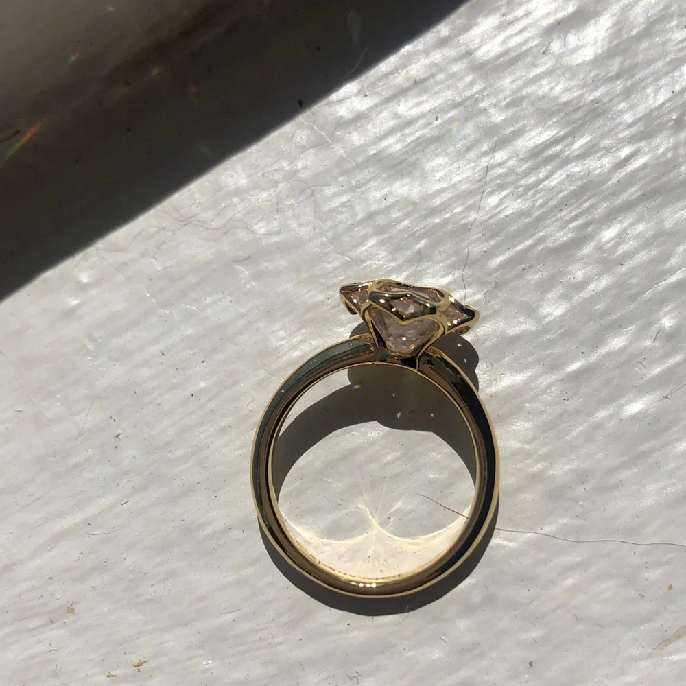 KATE SPADE Something Sparkly Spade Gold Clover Heart Flower Ring